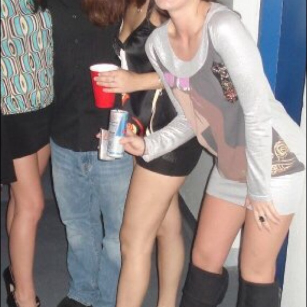 Long sleeve silver dress